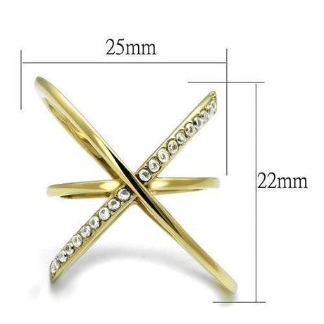 IP Gold(Ion Plating) Stainless Steel Ring with AAA Grade CZ  in Clear