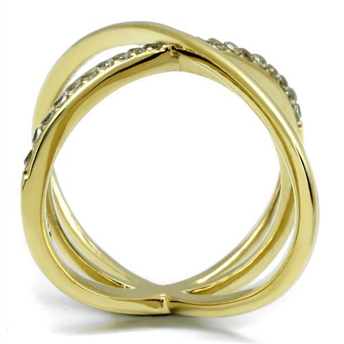 IP Gold(Ion Plating) Stainless Steel Ring with AAA Grade CZ  in Clear