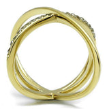 IP Gold(Ion Plating) Stainless Steel Ring with AAA Grade CZ  in Clear