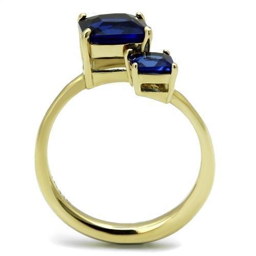 IP Gold(Ion Plating) Stainless Steel Ring with Synthetic Synthetic Glass in Montana