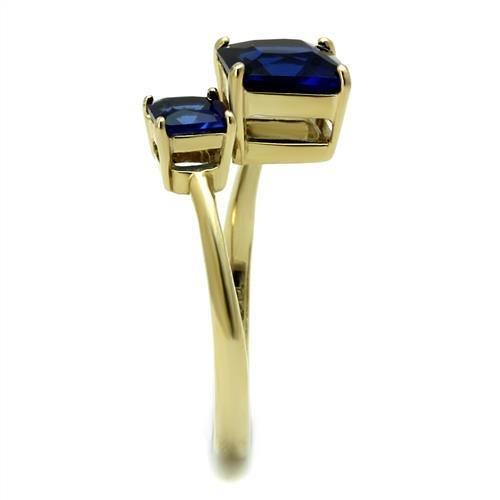IP Gold(Ion Plating) Stainless Steel Ring with Synthetic Synthetic Glass in Montana
