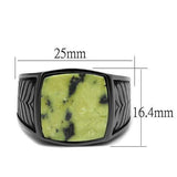 IP Light Black  (IP Gun) Stainless Steel Ring with Semi-Precious Topaz Jade in Topaz