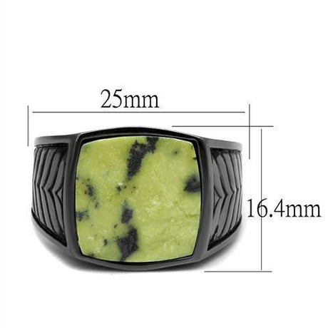 IP Light Black  (IP Gun) Stainless Steel Ring with Semi-Precious Topaz Jade in Topaz