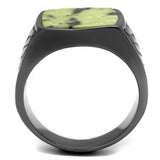 IP Light Black  (IP Gun) Stainless Steel Ring with Semi-Precious Topaz Jade in Topaz