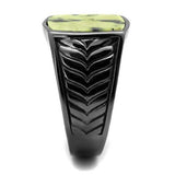 IP Light Black  (IP Gun) Stainless Steel Ring with Semi-Precious Topaz Jade in Topaz