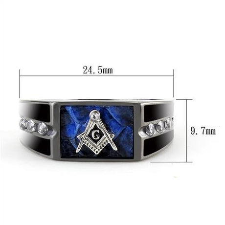 Two-Tone IP Black Stainless Steel Ring with AAA Grade CZ  in Clear