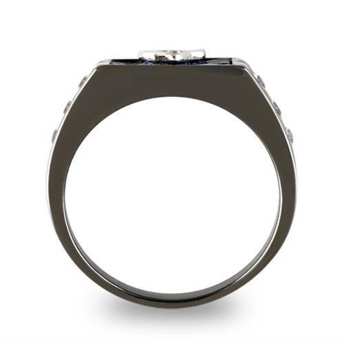 Two-Tone IP Black Stainless Steel Ring with AAA Grade CZ  in Clear