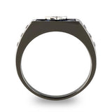 Two-Tone IP Black Stainless Steel Ring with AAA Grade CZ  in Clear