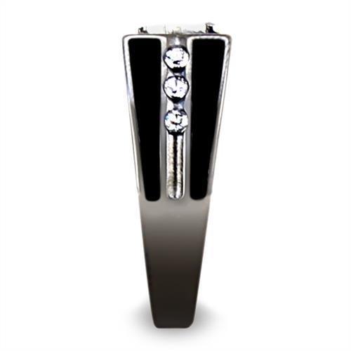 Two-Tone IP Black Stainless Steel Ring with AAA Grade CZ  in Clear