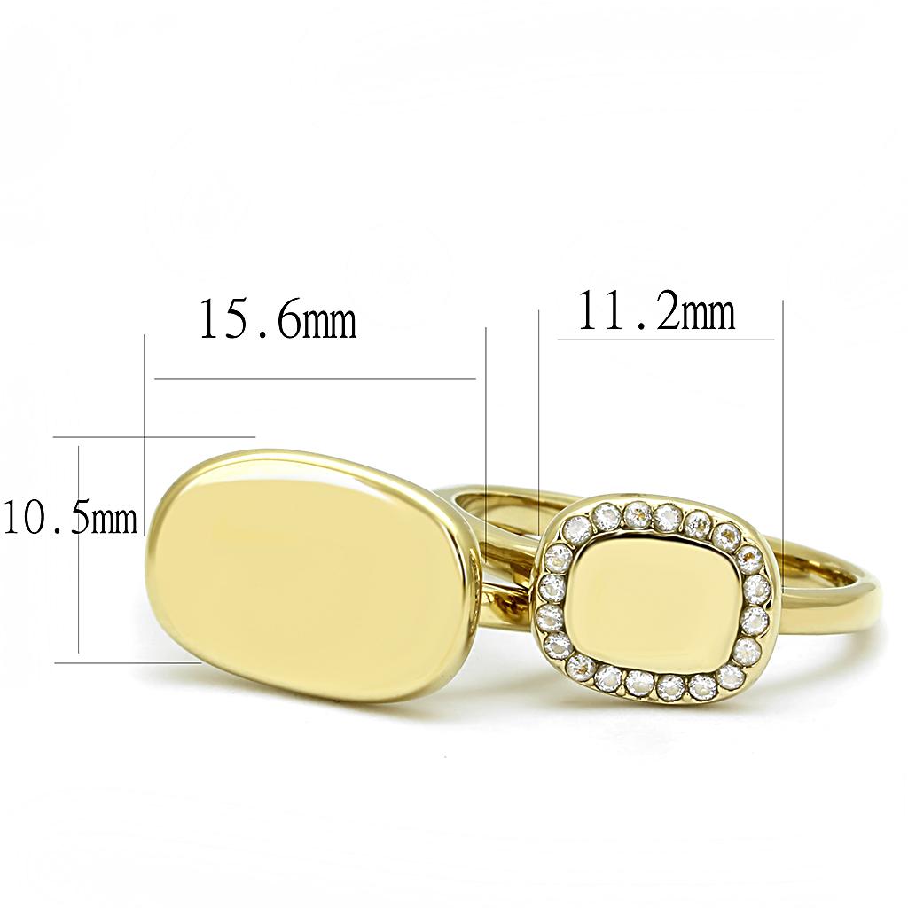IP Gold(Ion Plating) Stainless Steel Ring with AAA Grade CZ  in Clear