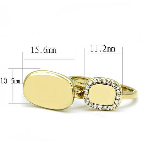 IP Gold(Ion Plating) Stainless Steel Ring with AAA Grade CZ  in Clear