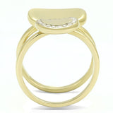 IP Gold(Ion Plating) Stainless Steel Ring with AAA Grade CZ  in Clear