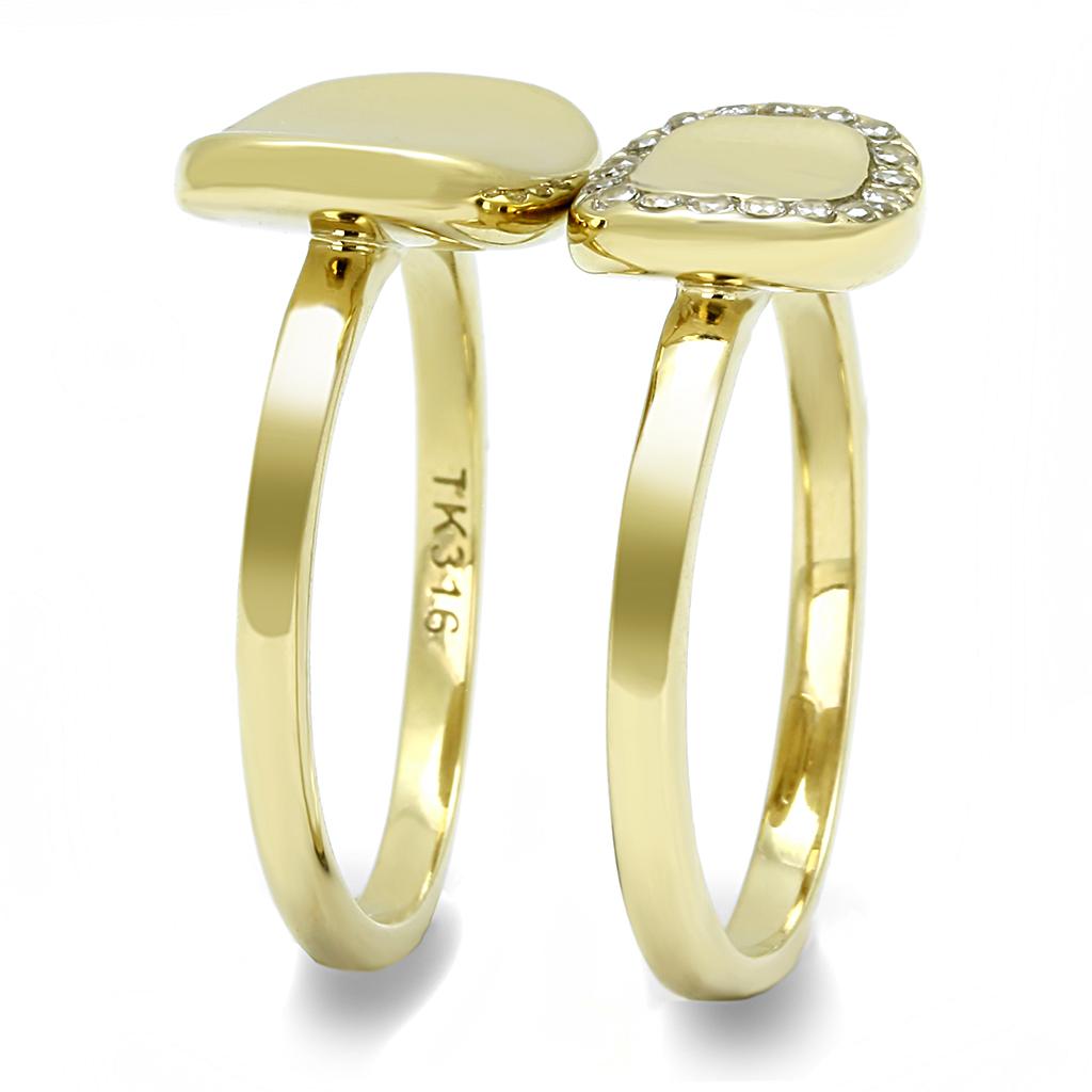 IP Gold(Ion Plating) Stainless Steel Ring with AAA Grade CZ  in Clear