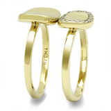 IP Gold(Ion Plating) Stainless Steel Ring with AAA Grade CZ  in Clear
