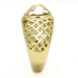 IP Gold(Ion Plating) Stainless Steel Ring with AAA Grade CZ  in Champagne