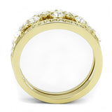 IP Gold(Ion Plating) Stainless Steel Ring with Top Grade Crystal  in Clear