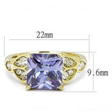 IP Gold(Ion Plating) Stainless Steel Ring with AAA Grade CZ  in Light Amethyst