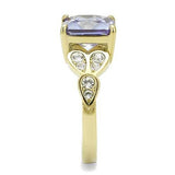 IP Gold(Ion Plating) Stainless Steel Ring with AAA Grade CZ  in Light Amethyst