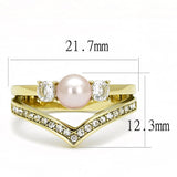 IP Gold(Ion Plating) Stainless Steel Ring with Synthetic Pearl in Rose