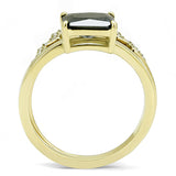 IP Gold(Ion Plating) Stainless Steel Ring with AAA Grade CZ  in Black Diamond