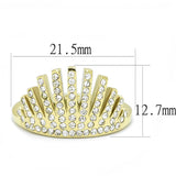 IP Gold(Ion Plating) Stainless Steel Ring with Top Grade Crystal  in Clear