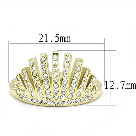 IP Gold(Ion Plating) Stainless Steel Ring with Top Grade Crystal  in Clear