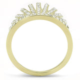 IP Gold(Ion Plating) Stainless Steel Ring with Top Grade Crystal  in Clear