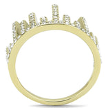 IP Gold(Ion Plating) Stainless Steel Ring with Top Grade Crystal  in Clear