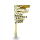 IP Gold(Ion Plating) Stainless Steel Ring with Top Grade Crystal  in Clear