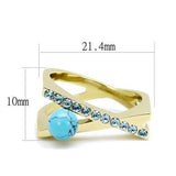 IP Gold(Ion Plating) Stainless Steel Ring with Synthetic Turquoise in Turquoise