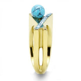 IP Gold(Ion Plating) Stainless Steel Ring with Synthetic Turquoise in Turquoise