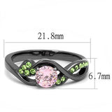 IP Light Black  (IP Gun) Stainless Steel Ring with AAA Grade CZ  in Rose