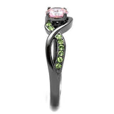 IP Light Black  (IP Gun) Stainless Steel Ring with AAA Grade CZ  in Rose