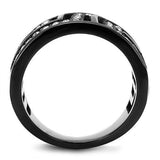 IP Light Black  (IP Gun) Stainless Steel Ring with Top Grade Crystal  in Clear