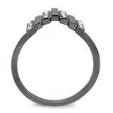 IP Light Black  (IP Gun) Stainless Steel Ring with Top Grade Crystal  in Clear
