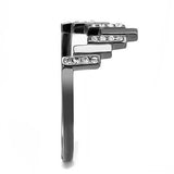 IP Light Black  (IP Gun) Stainless Steel Ring with Top Grade Crystal  in Clear