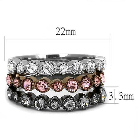 IP Light Black & IP Light coffee Stainless Steel Ring with Top Grade Crystal  in Multi Color