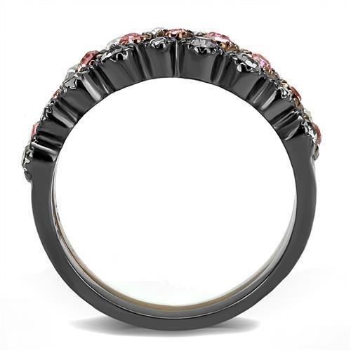 IP Light Black & IP Light coffee Stainless Steel Ring with Top Grade Crystal  in Multi Color