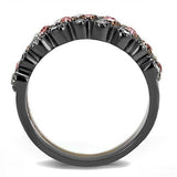 IP Light Black & IP Light coffee Stainless Steel Ring with Top Grade Crystal  in Multi Color