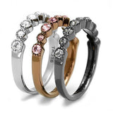 IP Light Black & IP Light coffee Stainless Steel Ring with Top Grade Crystal  in Multi Color