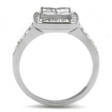 High polished (no plating) Stainless Steel Ring with AAA Grade CZ  in Clear