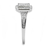 High polished (no plating) Stainless Steel Ring with AAA Grade CZ  in Clear
