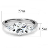 High polished (no plating) Stainless Steel Ring with AAA Grade CZ  in Clear