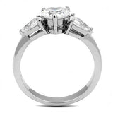 High polished (no plating) Stainless Steel Ring with AAA Grade CZ  in Clear