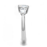 High polished (no plating) Stainless Steel Ring with AAA Grade CZ  in Clear