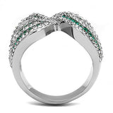High polished (no plating) Stainless Steel Ring with Top Grade Crystal  in Emerald