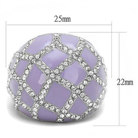 High polished (no plating) Stainless Steel Ring with Top Grade Crystal  in Clear