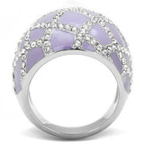 High polished (no plating) Stainless Steel Ring with Top Grade Crystal  in Clear