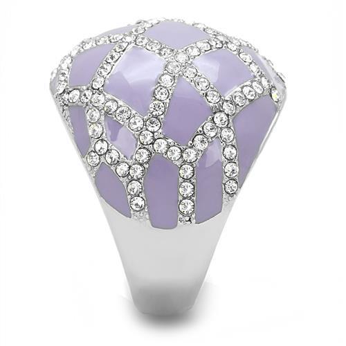 High polished (no plating) Stainless Steel Ring with Top Grade Crystal  in Clear