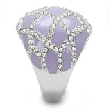 High polished (no plating) Stainless Steel Ring with Top Grade Crystal  in Clear